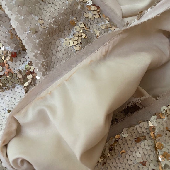 Rachel Roy Women’s Party Sequins Sleeveless Pockets Gold Beige Dress Size L - Picture 9 of 15